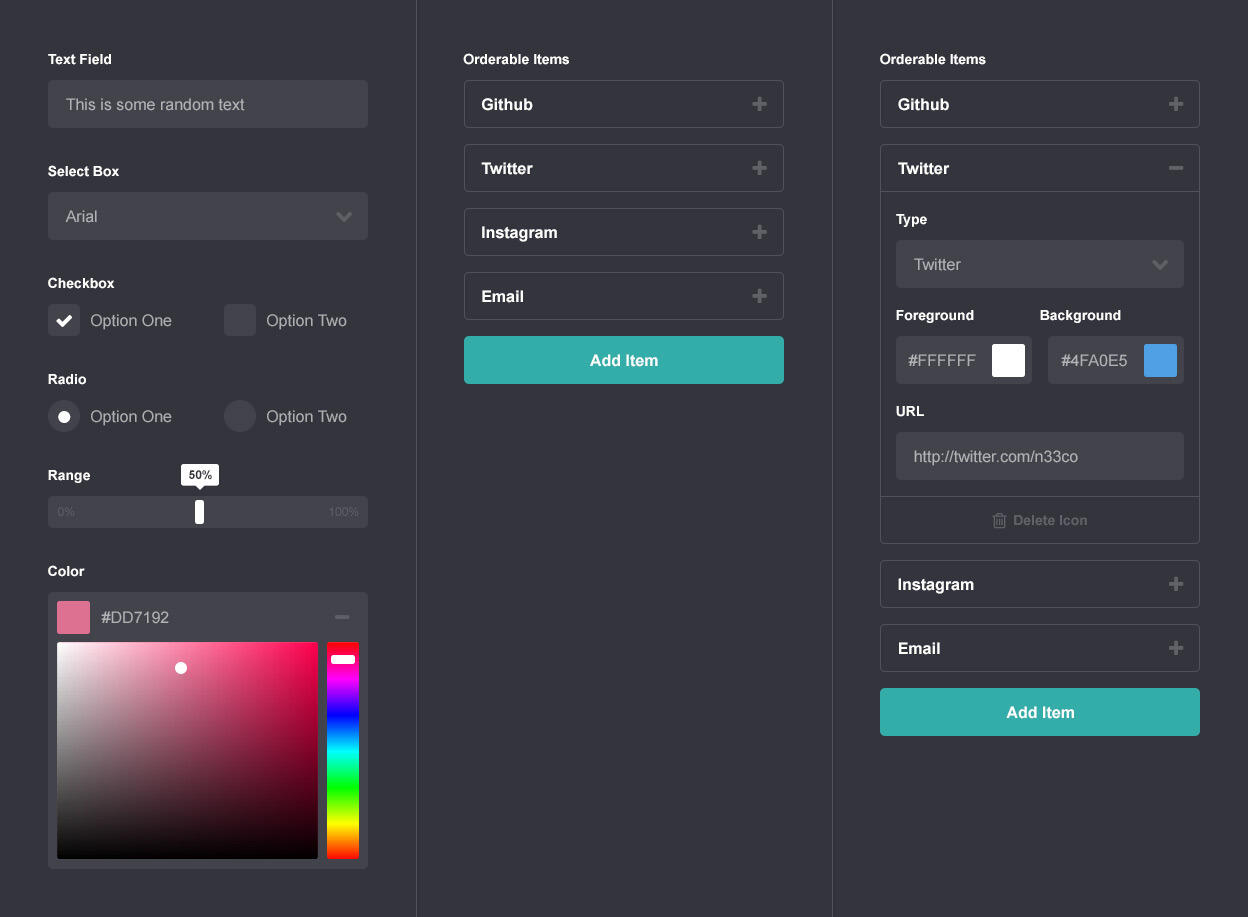 General UI mockup