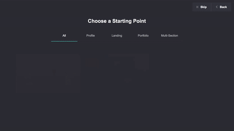 Choose a Starting Point screen